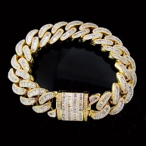 110 Gram Baguette Cuban Gold Bracelet