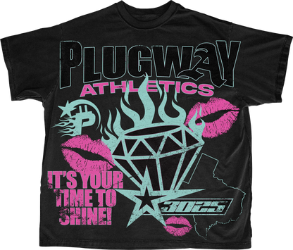 (Pre-Order) Plugway Athletics Tee (blue & Pink)